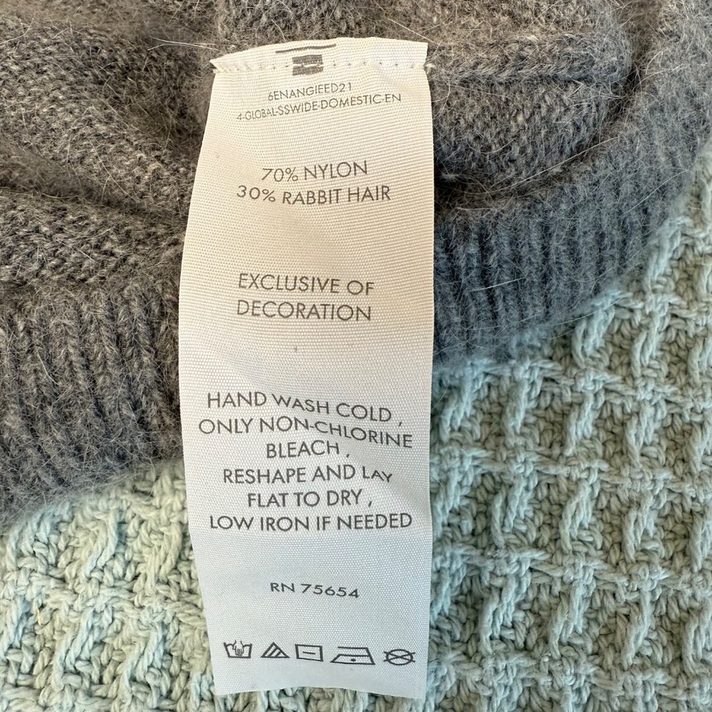 Abercrombie & Fitch Sweater Womens Large Rabbit Hair Gray Crewneck Shirt 2010s - Picture 5 of 8
